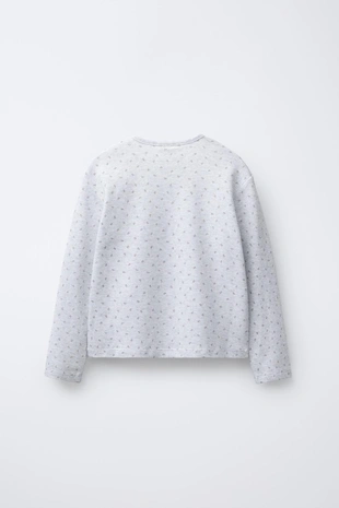 Grey marl | 8501/766/803 - Zara 6-14 лет/вафельная пижама с цветочным принтом