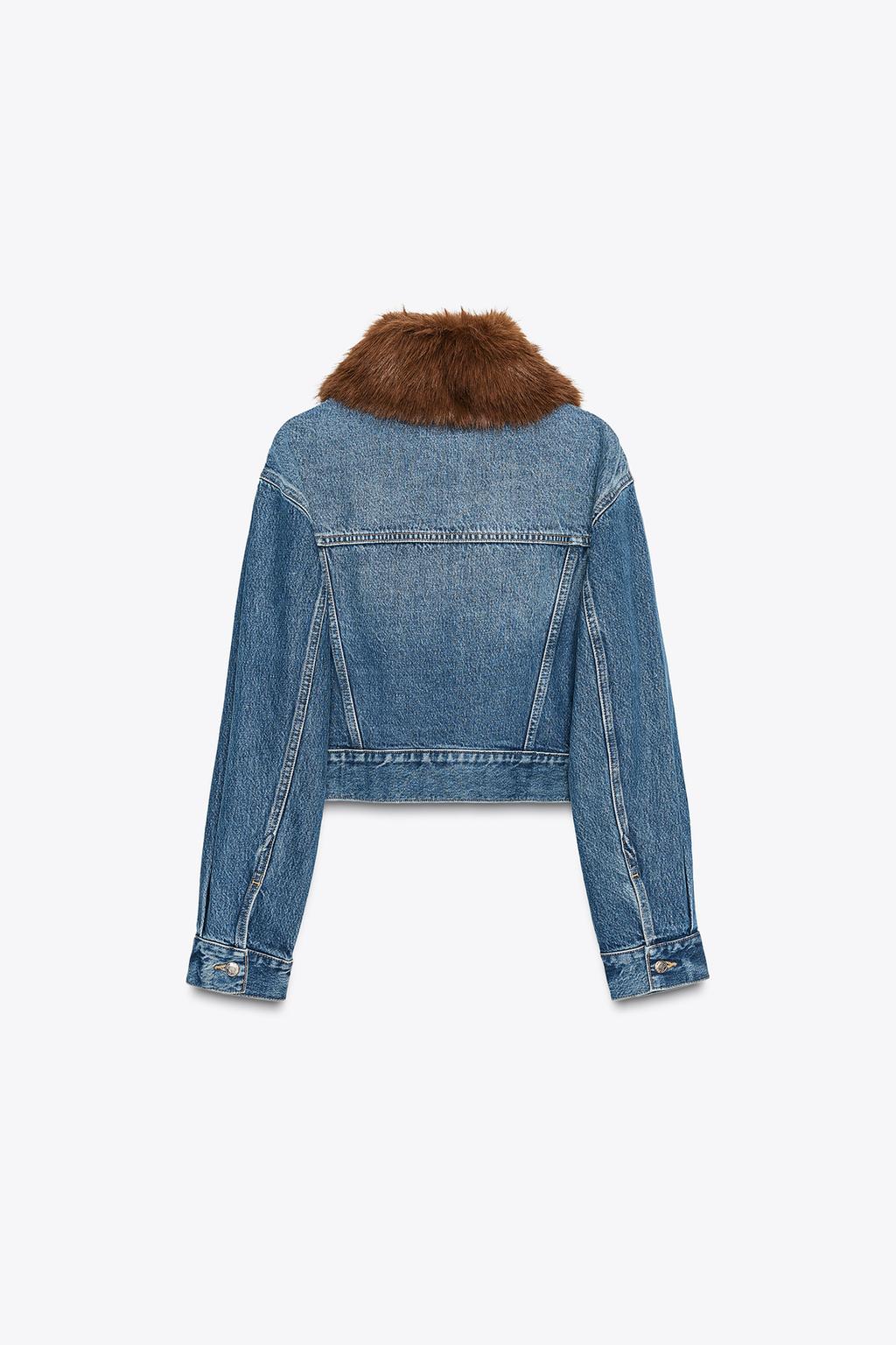 Z1975 FAUX FUR COLLAR SHORT DENIM JACKET