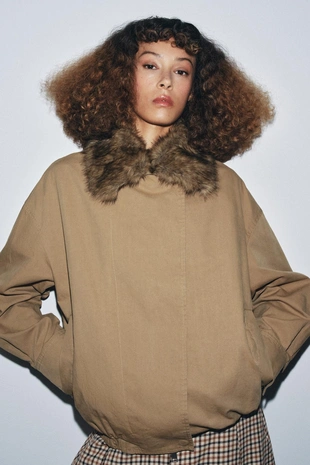 Куртка-бомбер с меховым воротником — ZW COLLECTION- Заказать в России