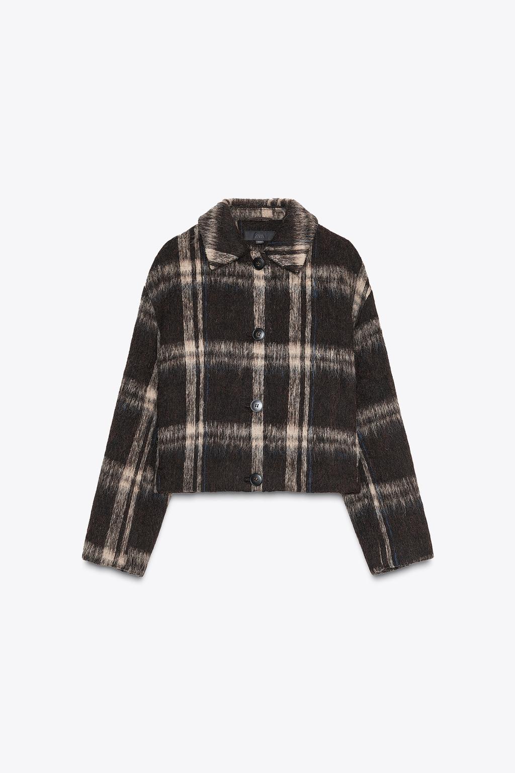 КУРТКА В КЛЕТКУ ИЗ ТКАНИ С 30% ШЕРСТИ