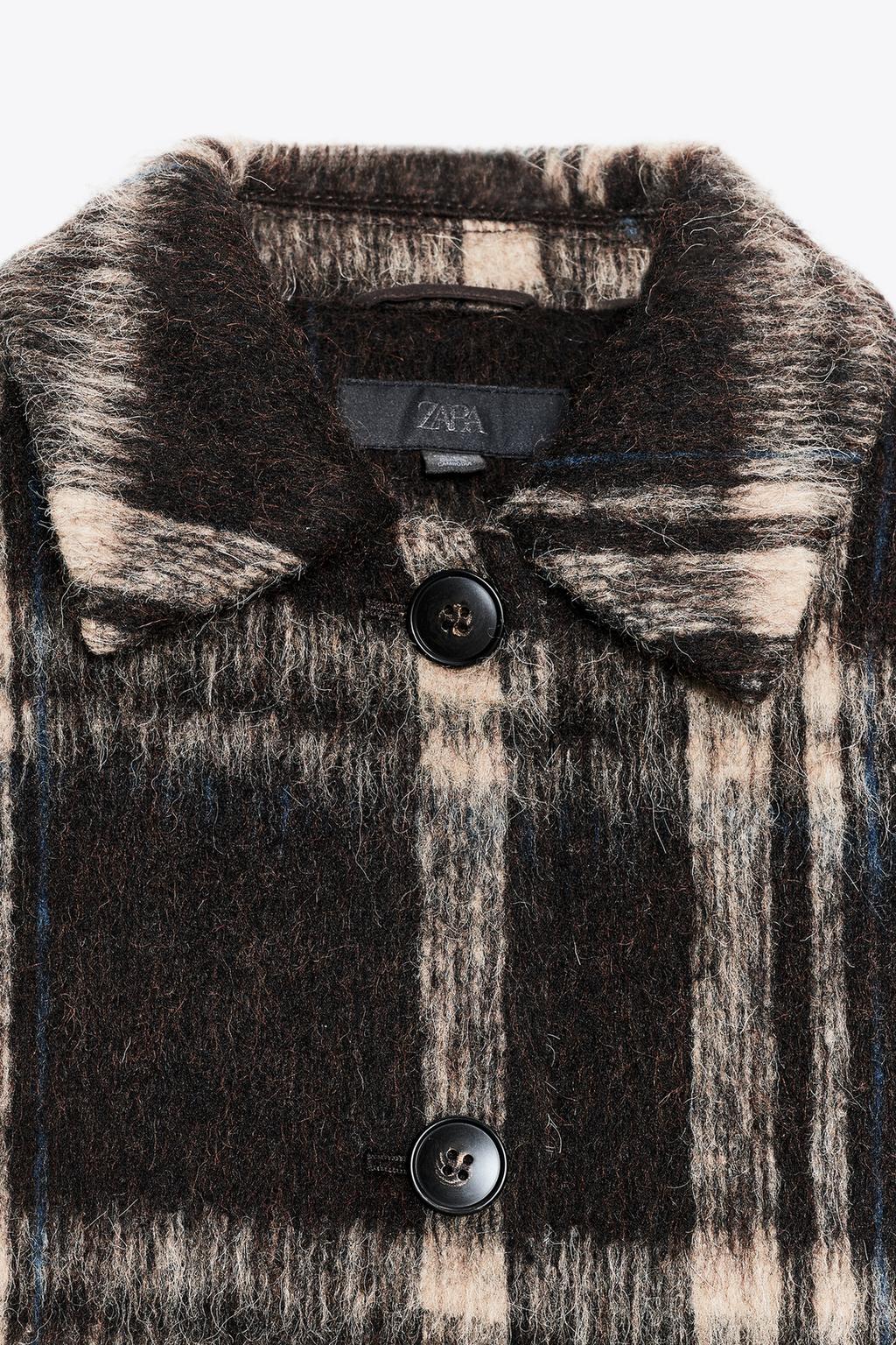 КУРТКА В КЛЕТКУ ИЗ ТКАНИ С 30% ШЕРСТИ