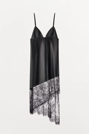 Кожаное платье с кружевом- Заказать в России