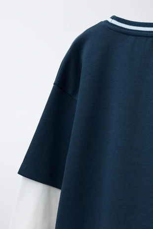 Толстовка с двойными рукавами и принтом- Заказать в России