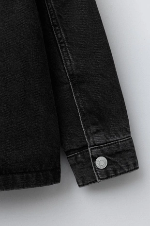 Стеганая джинсовая куртка-рубашка с отстегивающимся капюшоном- Заказать в России