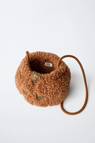 Сумка через плечо «тыква из искусственной овчины»