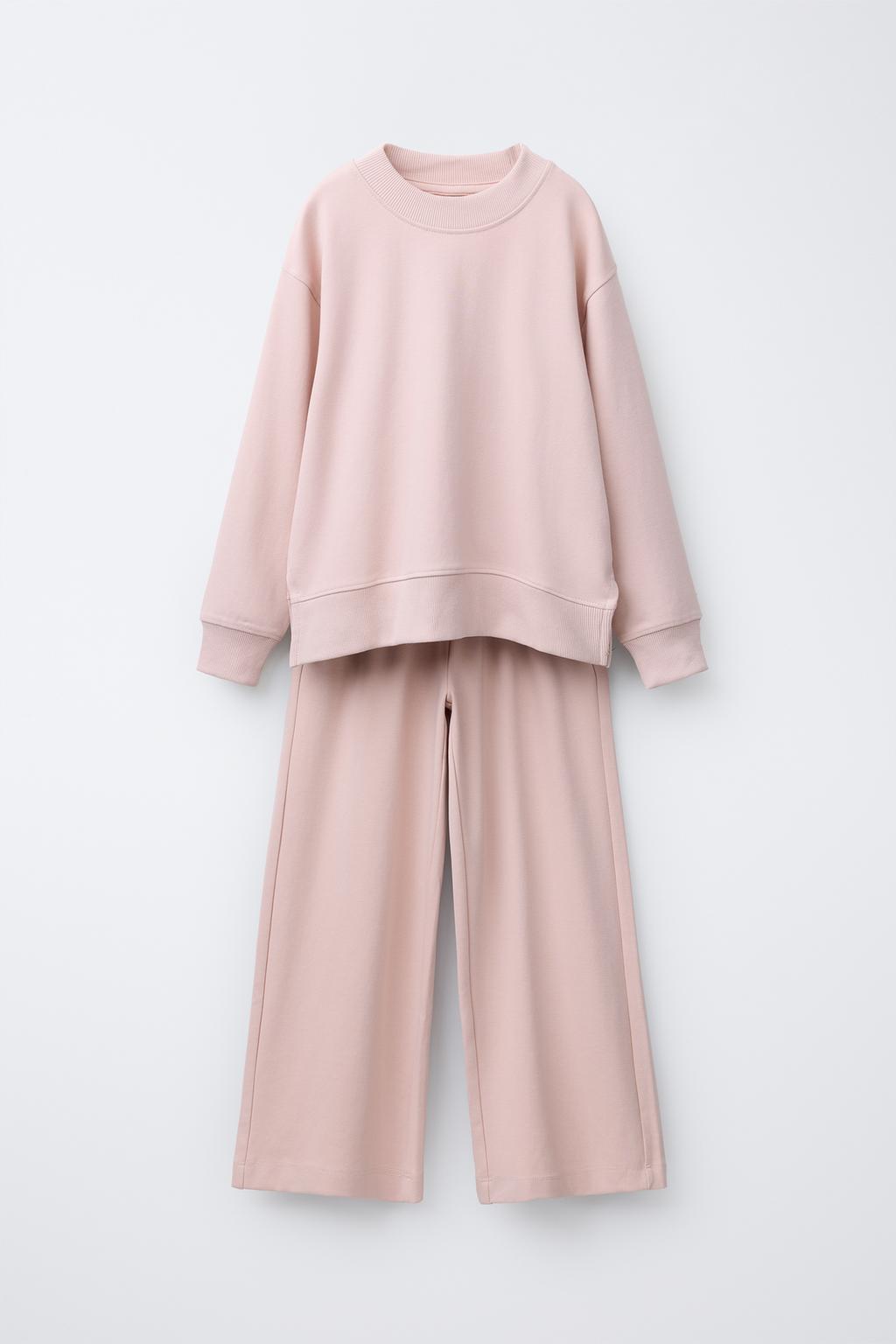 КОМПЛЕКТ ИЗ ТОЛСТОВКИ И БРЮК WIDE LEG ИЗ ФЛИСА, ОДНОТОННЫЙ