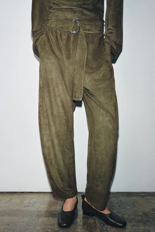 Брюки BALLOON с эффектом замши- Заказать в России