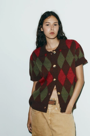 Куртка-поло в ромбик- Заказать в России