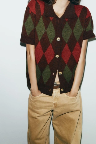 Куртка-поло в ромбик- Заказать в России