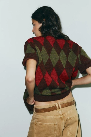 Куртка-поло в ромбик- Заказать в России