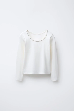 Топ в рубчик со стразами