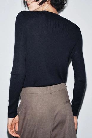 Кардиган из 100% шерсти в рубчик- Заказать в России