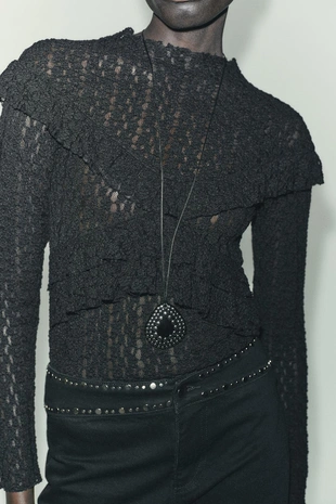 Кружевной топ с воланами- Заказать в России