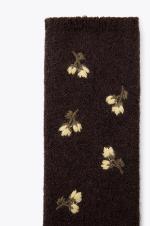 Трикотажные митенки с цветочной вышивкой- Заказать в России