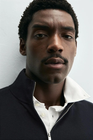 Джемпер жемчужной вязки с молнией- Заказать в России