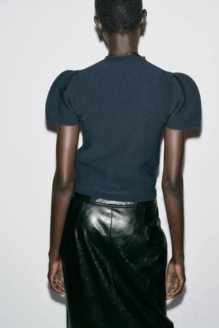 Топ трикотажный с рукавами-буфами- Заказать в России