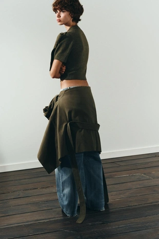 Green marl | 2893/150/524 - Zara Трикотажный топ с бантом