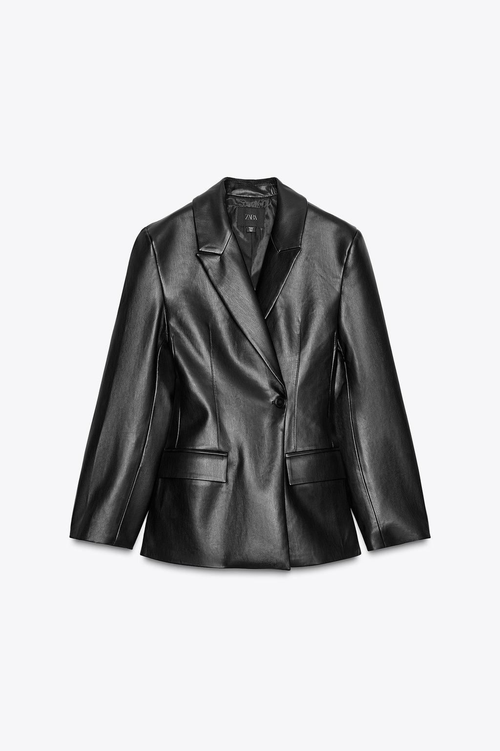 FAUX LEATHER TAILORED BLAZER