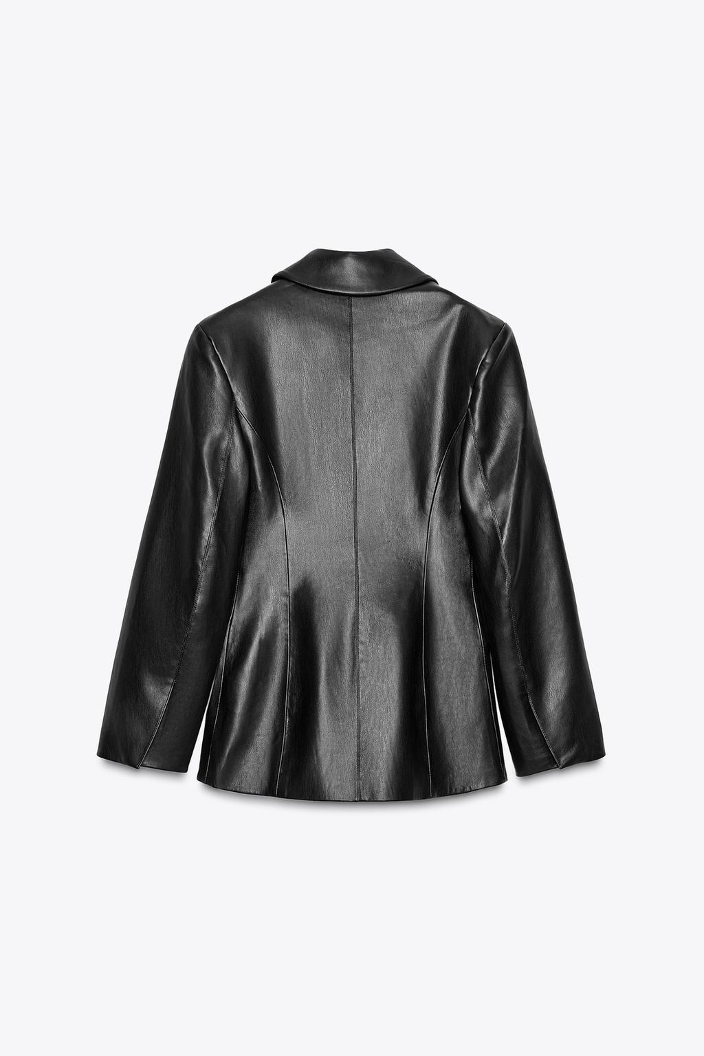 FAUX LEATHER TAILORED BLAZER