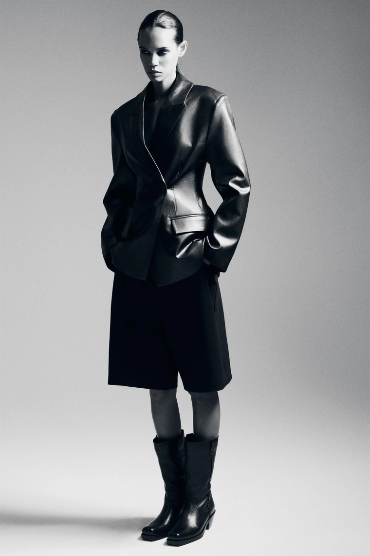 Пиджак из искусственной кожи с лацканами