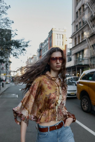 Купить Zara Узорчатая атласная рубашка