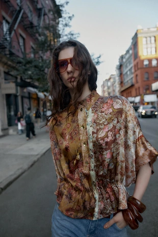 Multicoloured | 9014/186/330 - Zara Узорчатая атласная рубашка