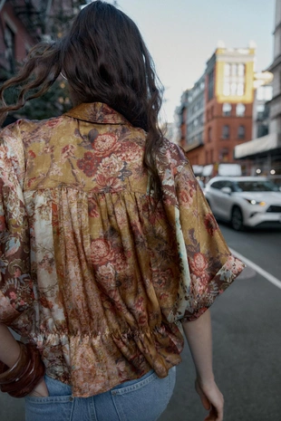 Узорчатая атласная рубашка- Заказать в России