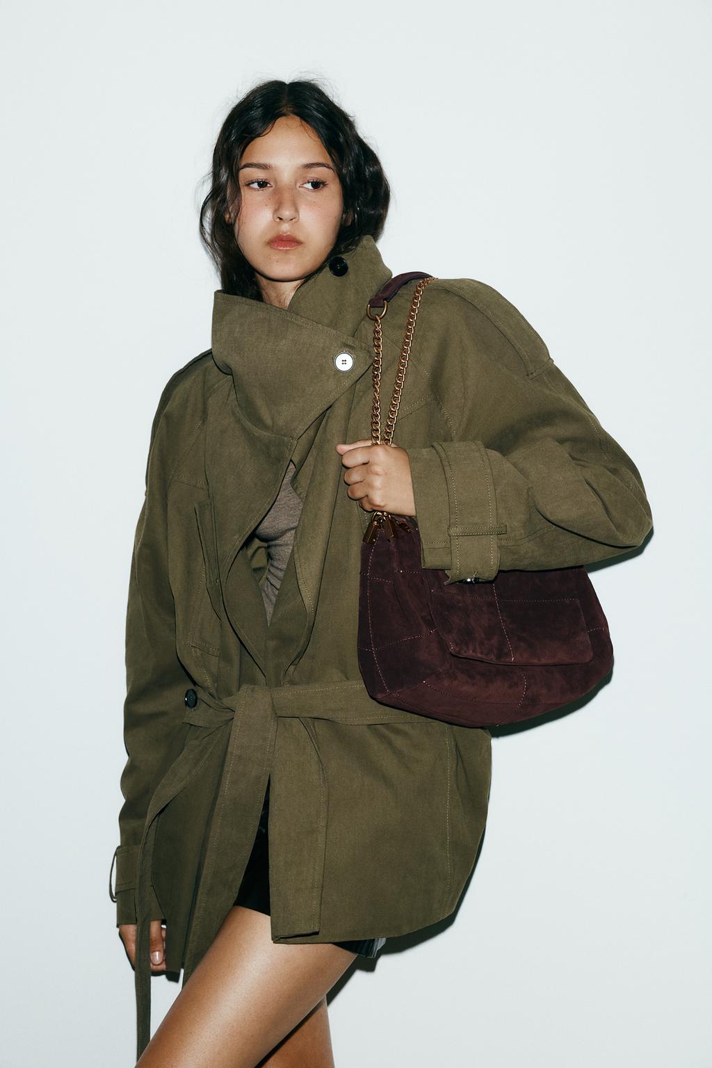 Zara Замшевая сумка через плечо - Цвет шоколадный - chocolate