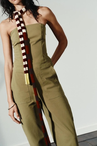 Green / Grass | 3152/273/550 - Zara Длинный комбинезон без бретелей