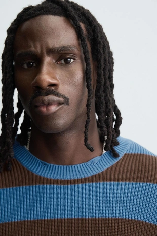 Джемпер в полоску жемчужной вязки- Заказать в России