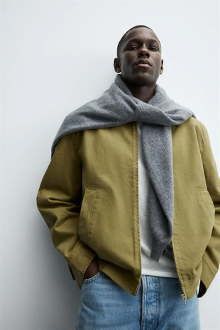 Куртка-рубашка из ткани с рельефом на молнии- Заказать в России