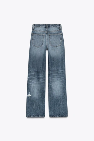 Джинсы TRF WIDE-LEG с разрезами и средней посадкой- Заказать в России