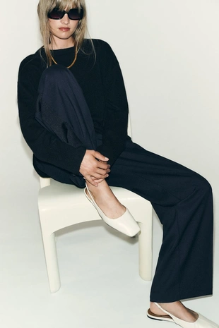 Туфли-балетки с открытой пяткой из кожи- Заказать в России