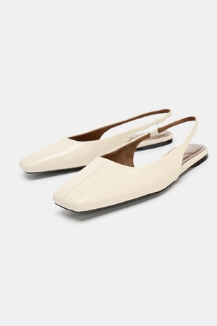 Туфли-балетки с открытой пяткой из кожи- Заказать в России