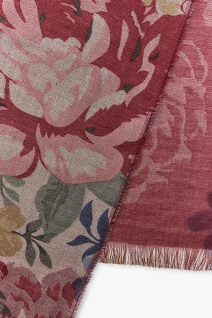 Шарф с цветочным принтом и шерстью- Заказать в России