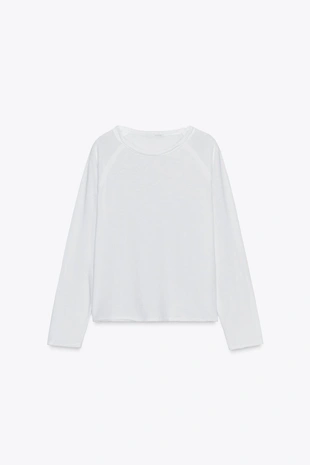 Выстиранная футболка с длинными рукавами- Заказать в России