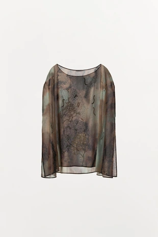 Топ с принтом и бусинами- Заказать в России