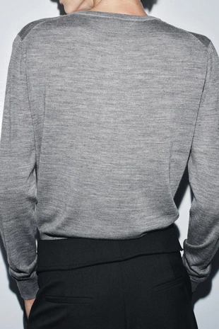 Кардиган из 100% шерсти, гладкая вязка- Заказать в России