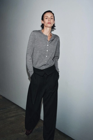 Кардиган из 100% шерсти, гладкая вязка- Заказать в России