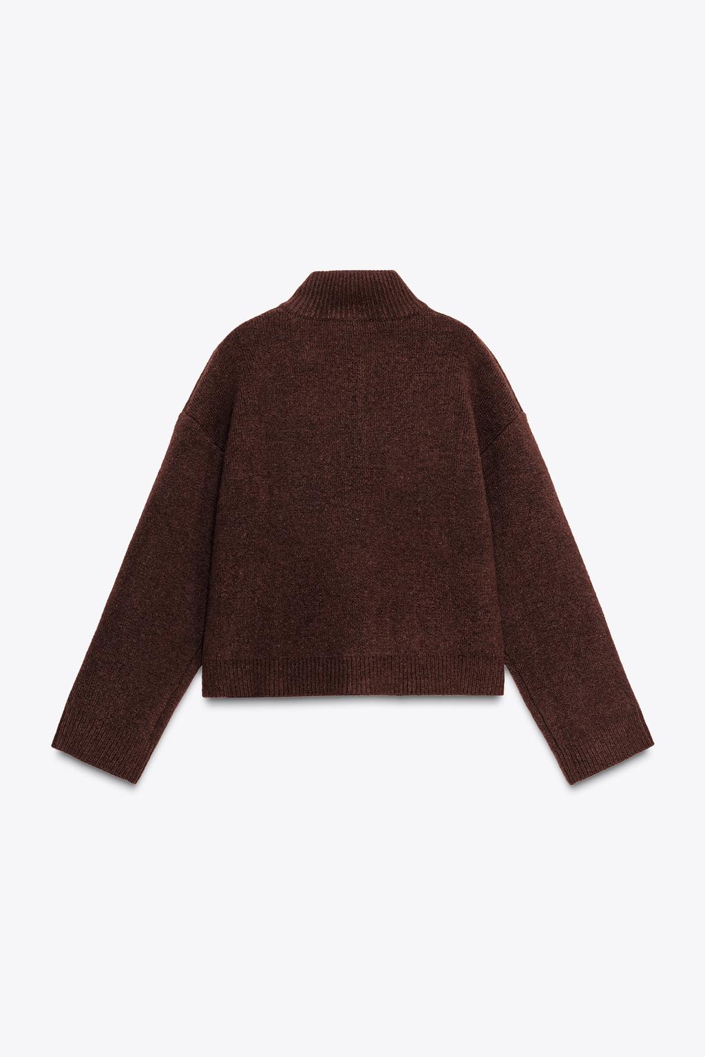 ВЯЗАНАЯ КУРТКА С ВОРОТНИКОМ-СТОЙКОЙ