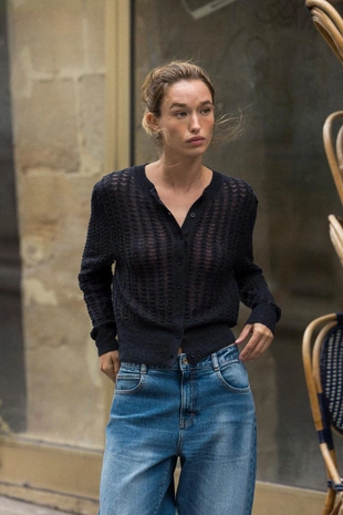 Кардиган из шерсти и альпаки в технике «поинтелль»- Заказать в России