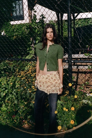 Кардиган из пряжи с короткими рукавами- Заказать в России