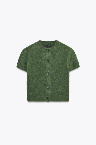 Кардиган из пряжи с короткими рукавами- Заказать в России