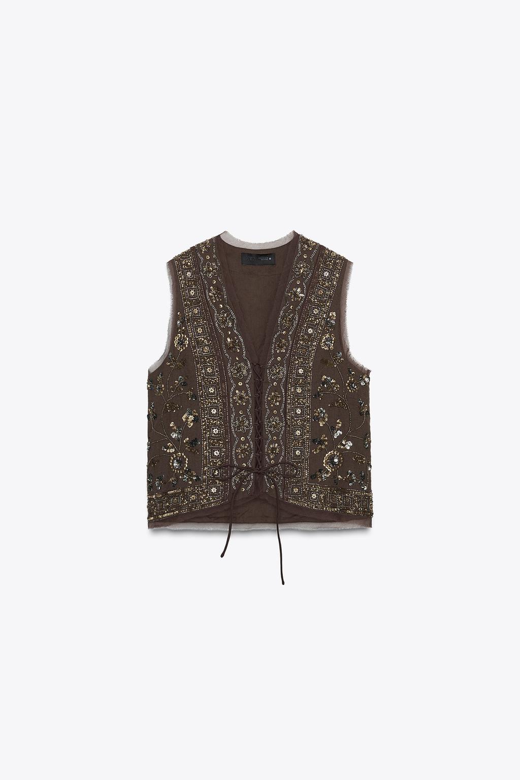 ЖИЛЕТ С ВЫШИВКОЙ И БУСИНАМИ — ZW COLLECTION
