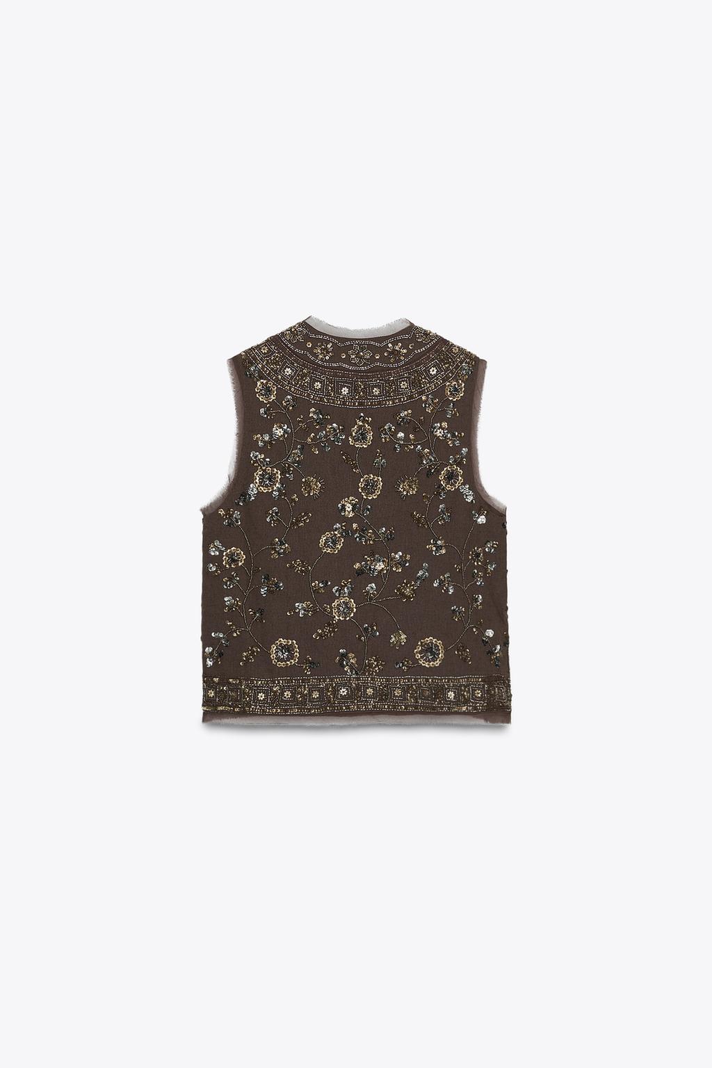 ЖИЛЕТ С ВЫШИВКОЙ И БУСИНАМИ — ZW COLLECTION