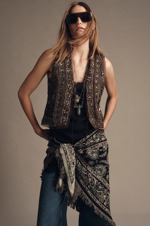 Жилет с вышивкой и бусинами — ZW COLLECTION- Заказать в России