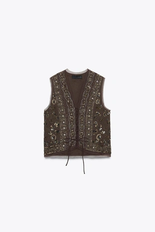 Жилет с вышивкой и бусинами — ZW COLLECTION- Заказать в России