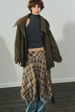 Юбка миди в клетку- Заказать в России