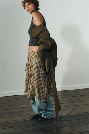 Юбка миди в клетку- Заказать в России