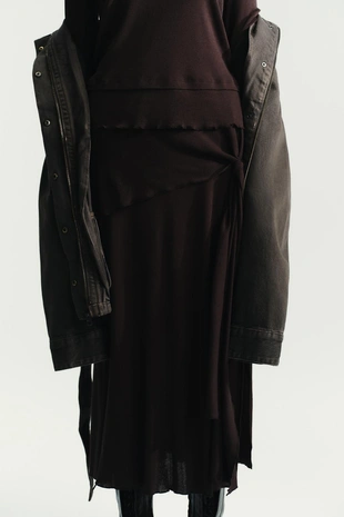 Юбка миди из мягкой ткани- Заказать в России